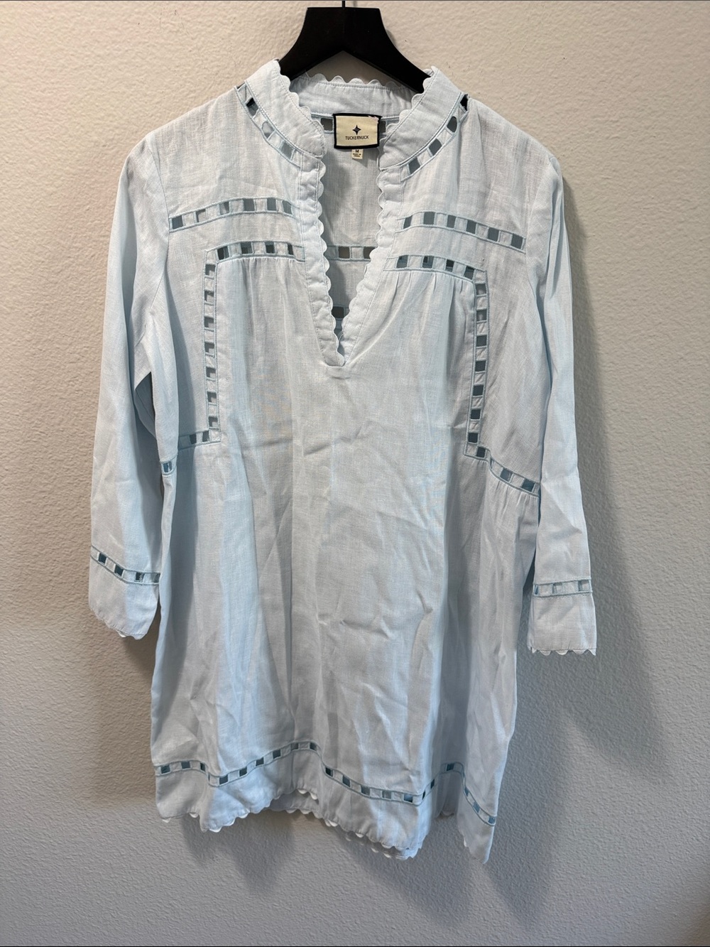 Tuckernuck Dawson Linen Ice Blue Tunic Dress Size M